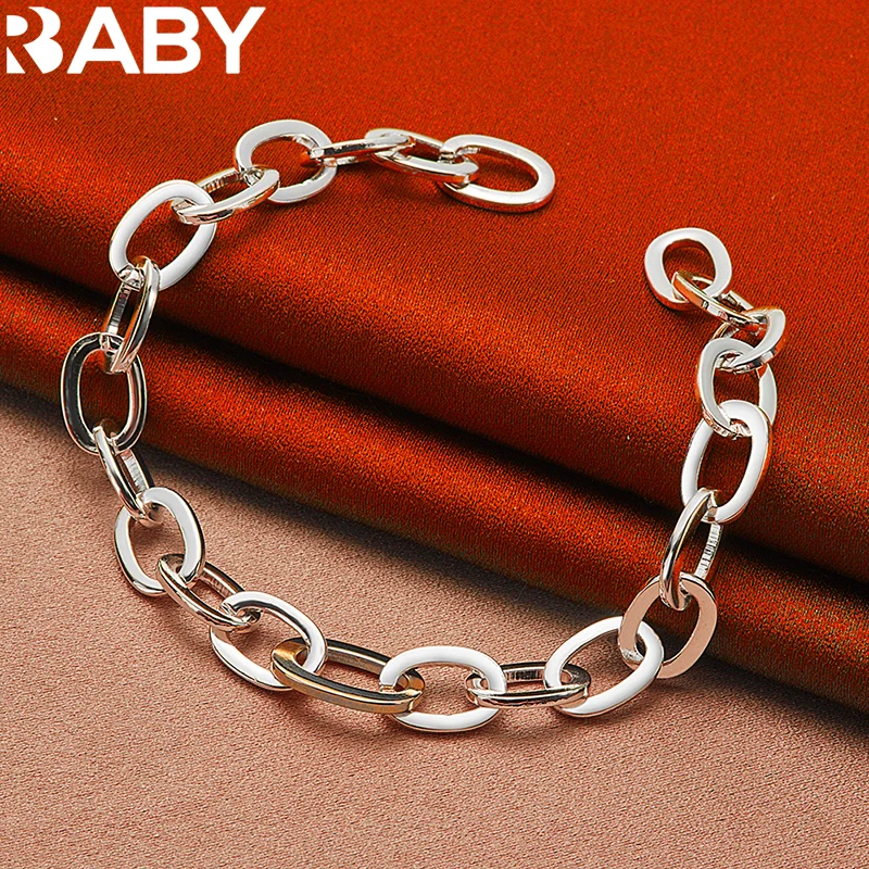 

URBABY 925 Sterling Silver Gold Circle Chain Bracelet For Woman Man Wedding Engagement Fashion Charm Party Jewelry Gifts