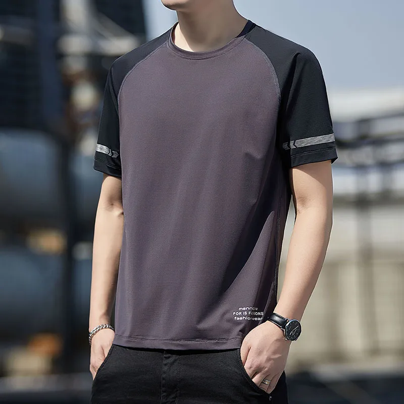 Fashion O-Neck Spliced Printed Letter Short Sleeve T-Shirts Men Clothing 2024 Summer New Loose All-match Tops Casual Tee Shirt
