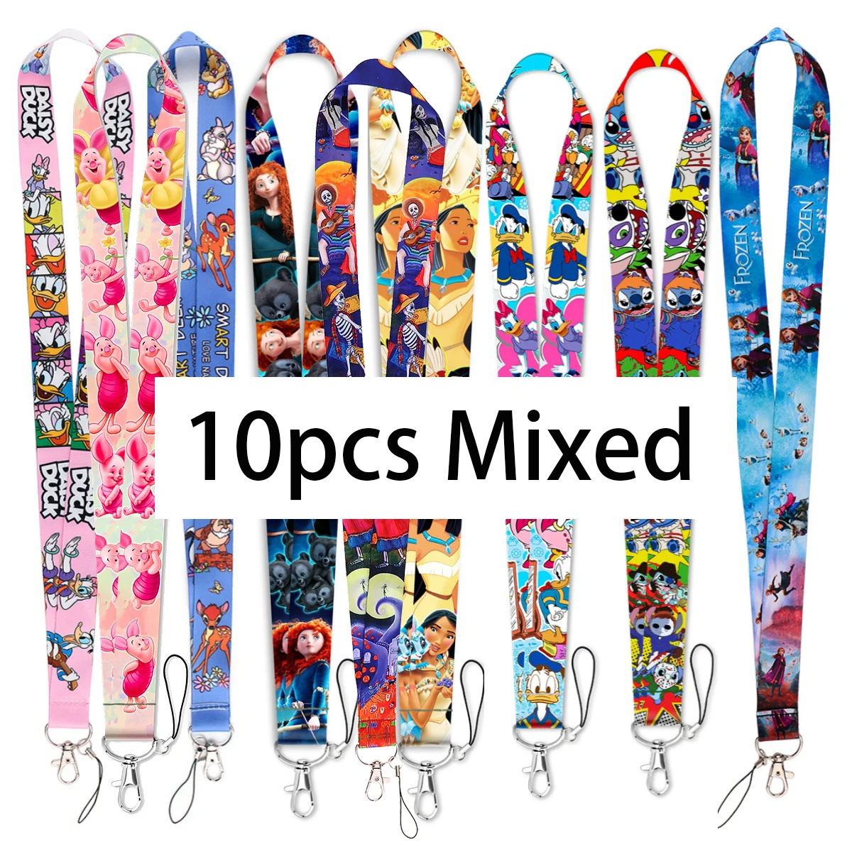 

5/10 шт. смешанная оптовая продажа, мультяшный аниме, шейный ремешок, брелок с героями фильмов для удостоверения личности, держатель бейджа, брелок для ключей, подвесная веревка, лариат