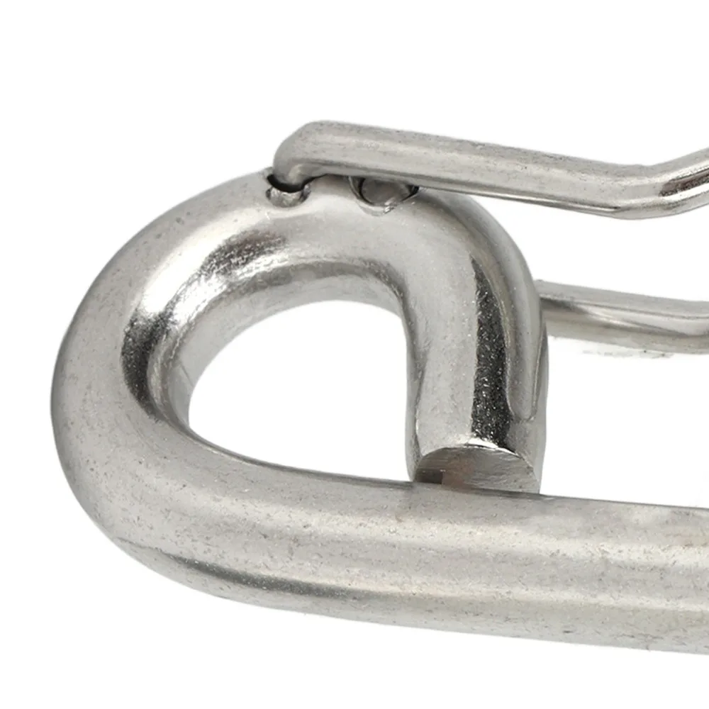 Reliable 80mm Spring Snap Hook 316 Stainless Steel Bent Quick Release Hook Diving Carabiner Safety Gear