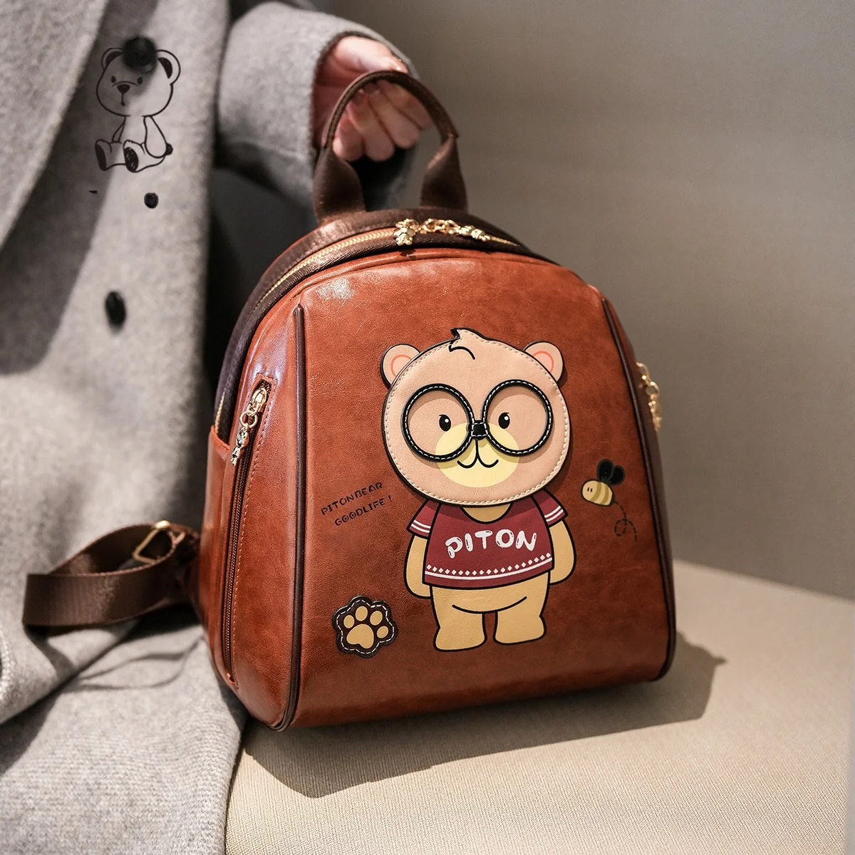 

Дорожная несмываемая сумка для очков с мультяшным медведем, цветная Blo ASV Youth, повседневная сумка из искусственного материала, средняя твердая сумка