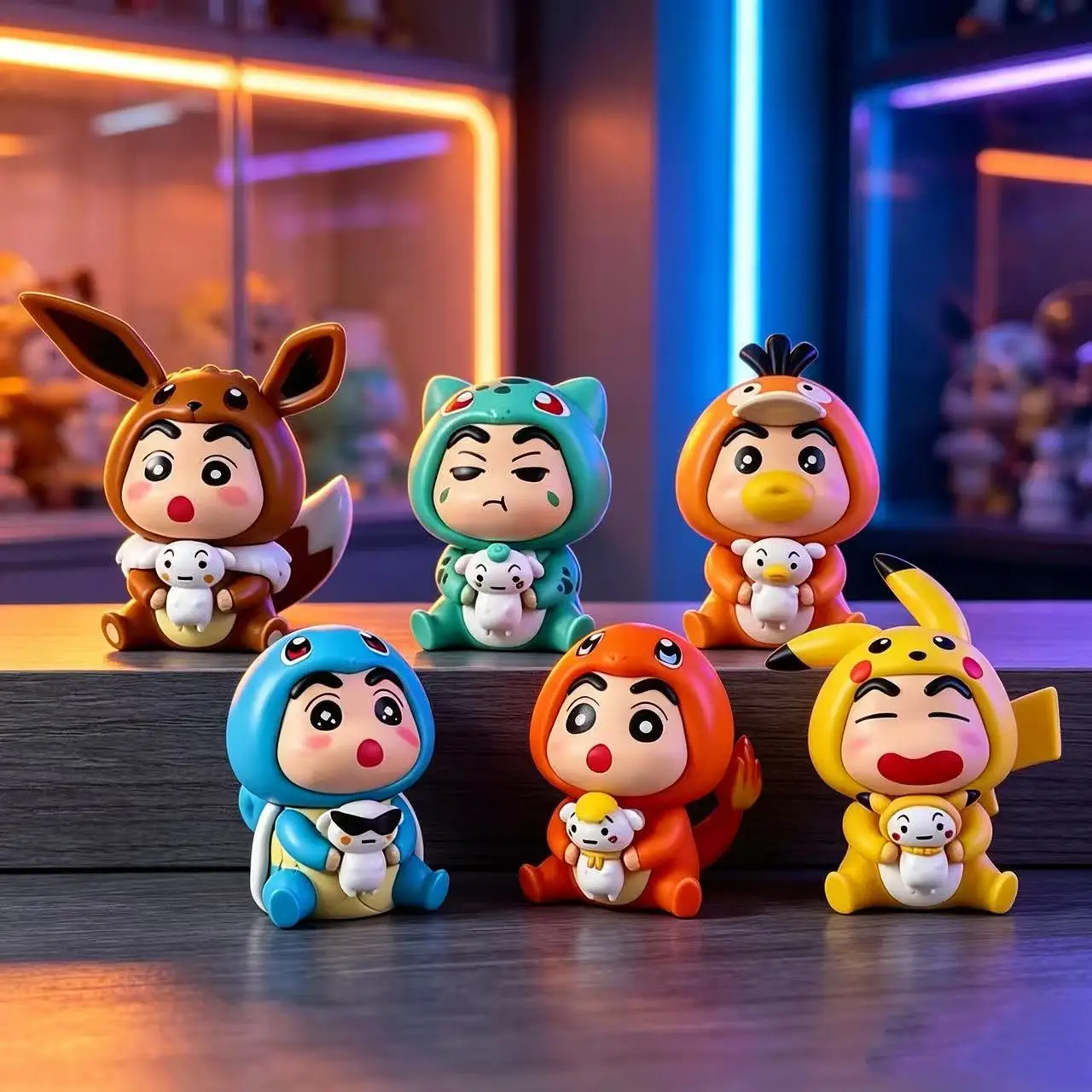 6Pcs Kawaii Cartoon Baby Figures in Animal Onesies Mini Doll Set Action Figure Collectible Cake Toppers Desk Decor Gift