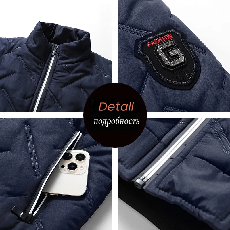 Parka acolchada con cuello levantado para hombre, abrigo informal a prueba de viento, ropa de abrigo Formal, chaqueta ajustada, Parka Bomber, Invierno