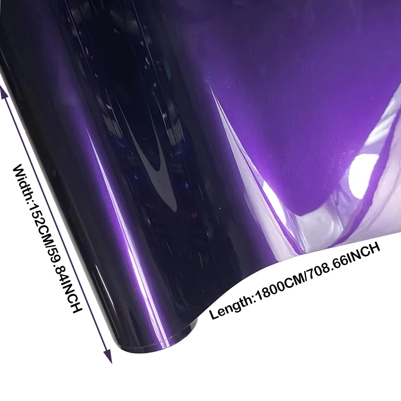 PET Metallic Midnight Purple 152cmx18m Vinyl Wrap Film Roll Self-Adhesive Car Wrap Foil Color Changing Film For Model S/3/X/Y