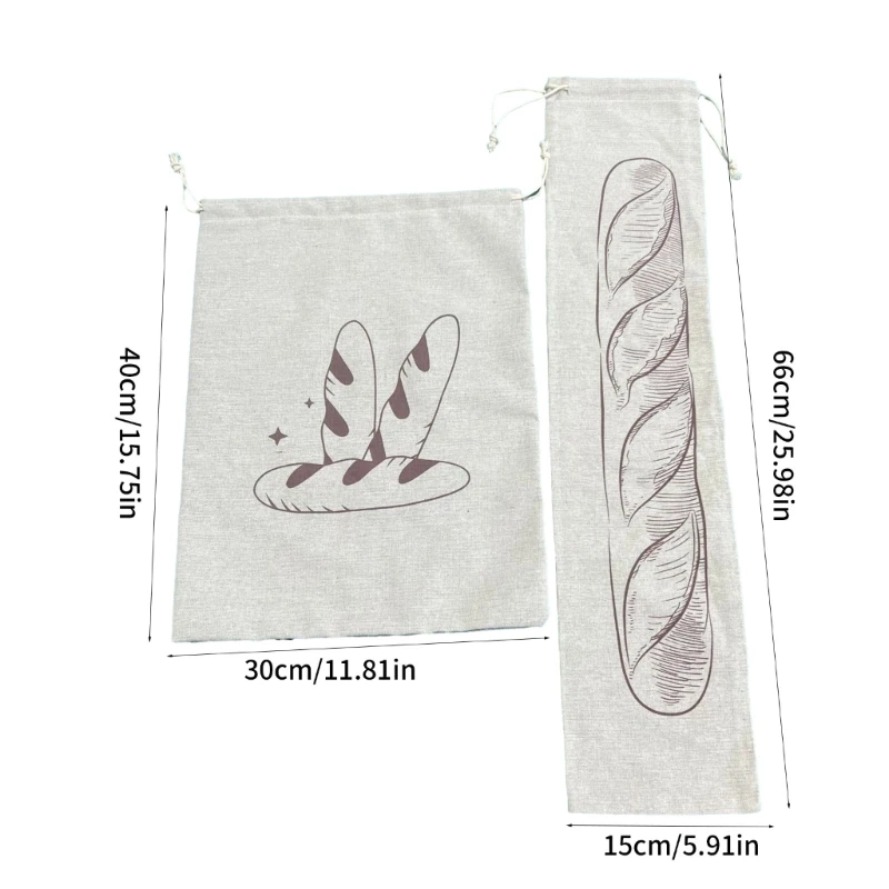 Stylish Linen Drawstring Bag for Bread and Fruits Convenient Bread Storage Bags