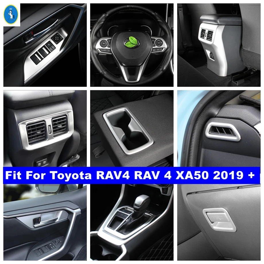 

Matte Auto Dashboard Air AC / Glass Lift Button / Steering Wheel Accessories Cover Trim For TOYOTA RAV4 RAV 4 XA50 2019 - 2024