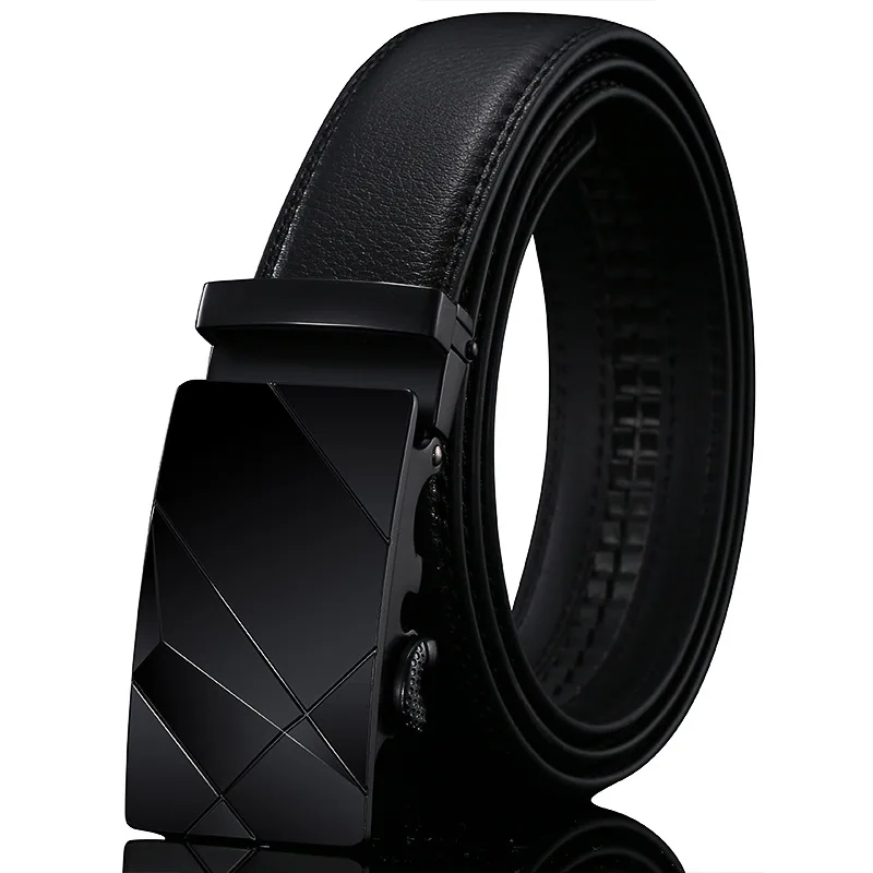 

3.5cm Coated Leather Irregular Automatic Buckle Men's Black Belt Youth Business Travel High-Quality Commuting And Office Belt