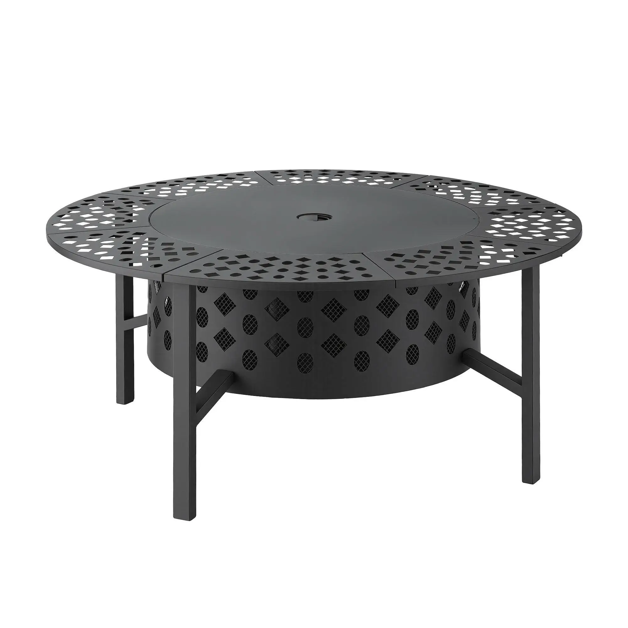 &Portable Mesh Fire Pit BBQ Charcoal Smoker for Outdoor Camping Fireplace