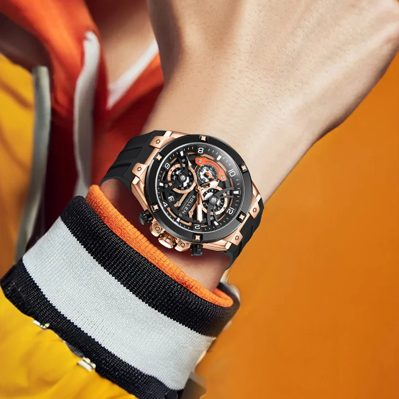 นาฬิกาข้อมือผู้ชาย Pagani Designs แฟชั่นสั่งทำพิเศษสำหรับผู้ชาย สายซิลิโคน กันน้ำ Relogio Masculino