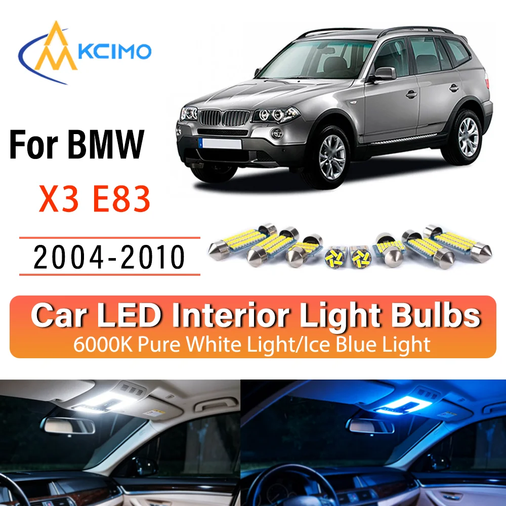 Pour BMW 	 Kit de remplacement d'ampoules LED sans fil à éclairage stable pour l'intérieur de voiture X3 E83 2004-2010, montage direct pour plafonnier et éclairage de coffre