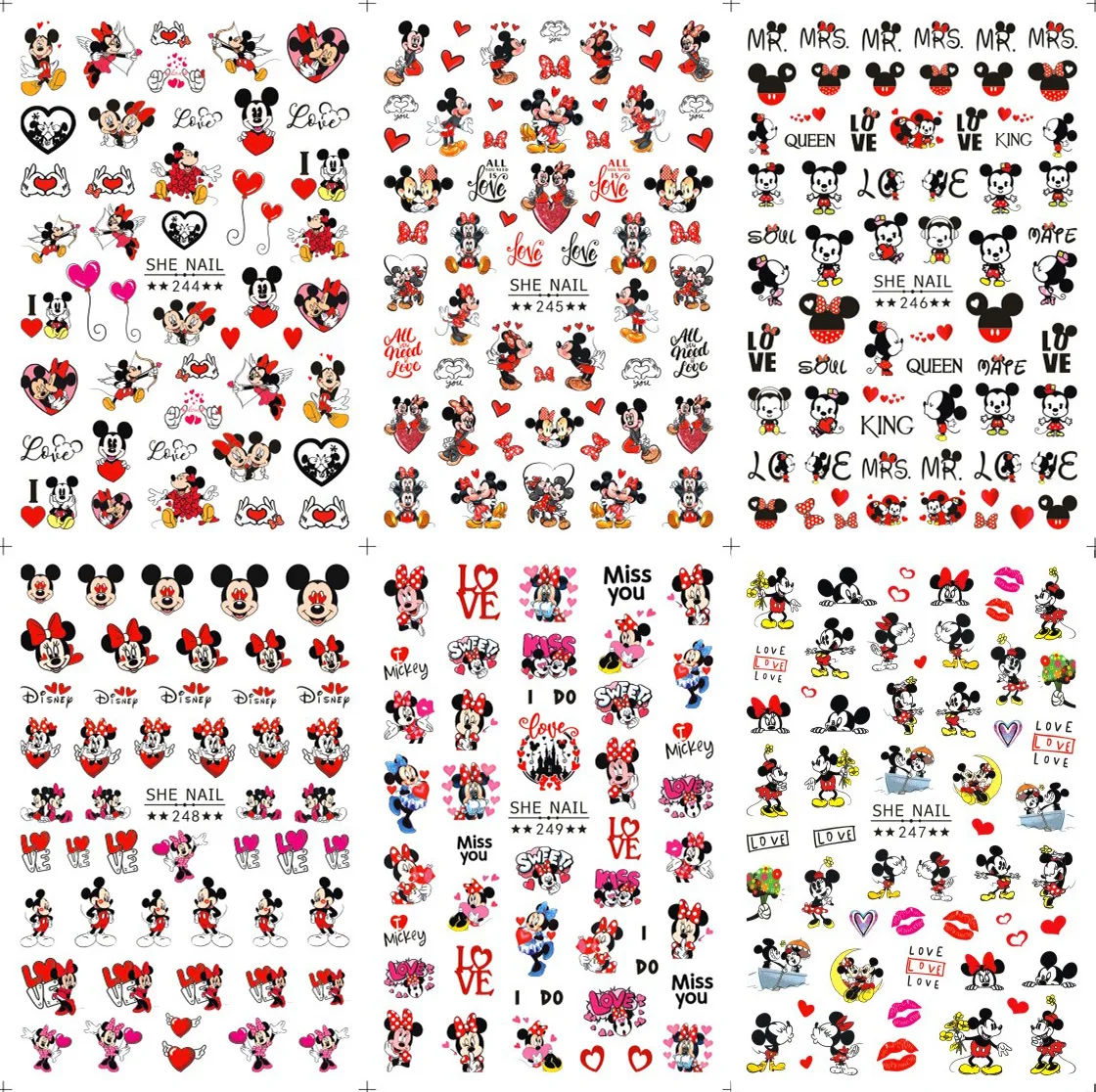 1pc 3D Disney Mickey & Minnie nagelstickers cartoon iconische karakters klassieke outfit nagelstickers nieuwjaars- en Valentijnsdagcadeau