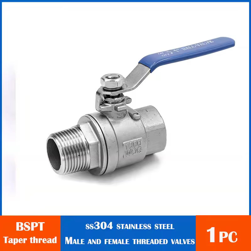 Male TO female threaded ball valve 304 stainless steel 2 chip connected full size BSPT thread 3/8 1/2 3/4 With vinyl handles