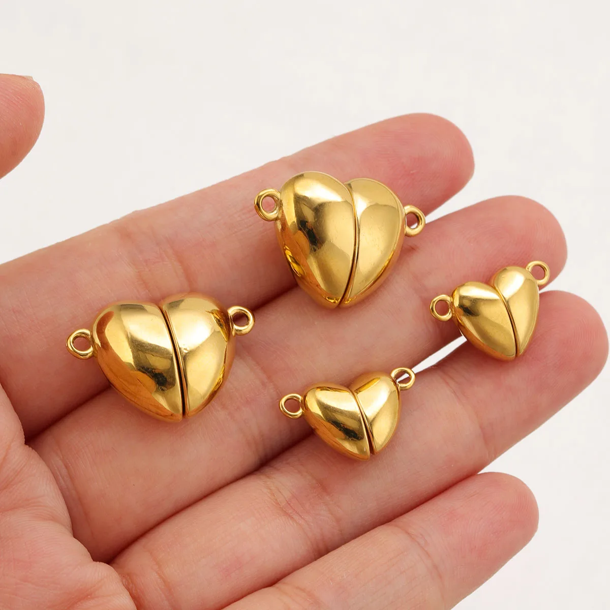 Magnetic Heart Clasp Stainless Steel Gold Color Connector for Bracelet Necklace Jewelry Making Supplies Findings DIY Bulk