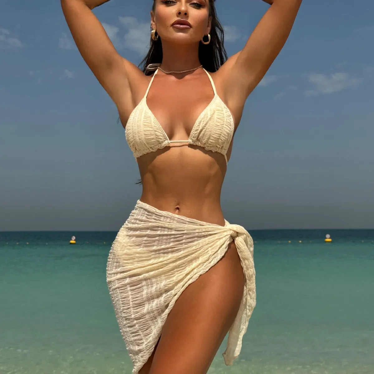 

Solid Color New Three-piece Mesh Three-piece Swimsuit Swimsuit Bikini