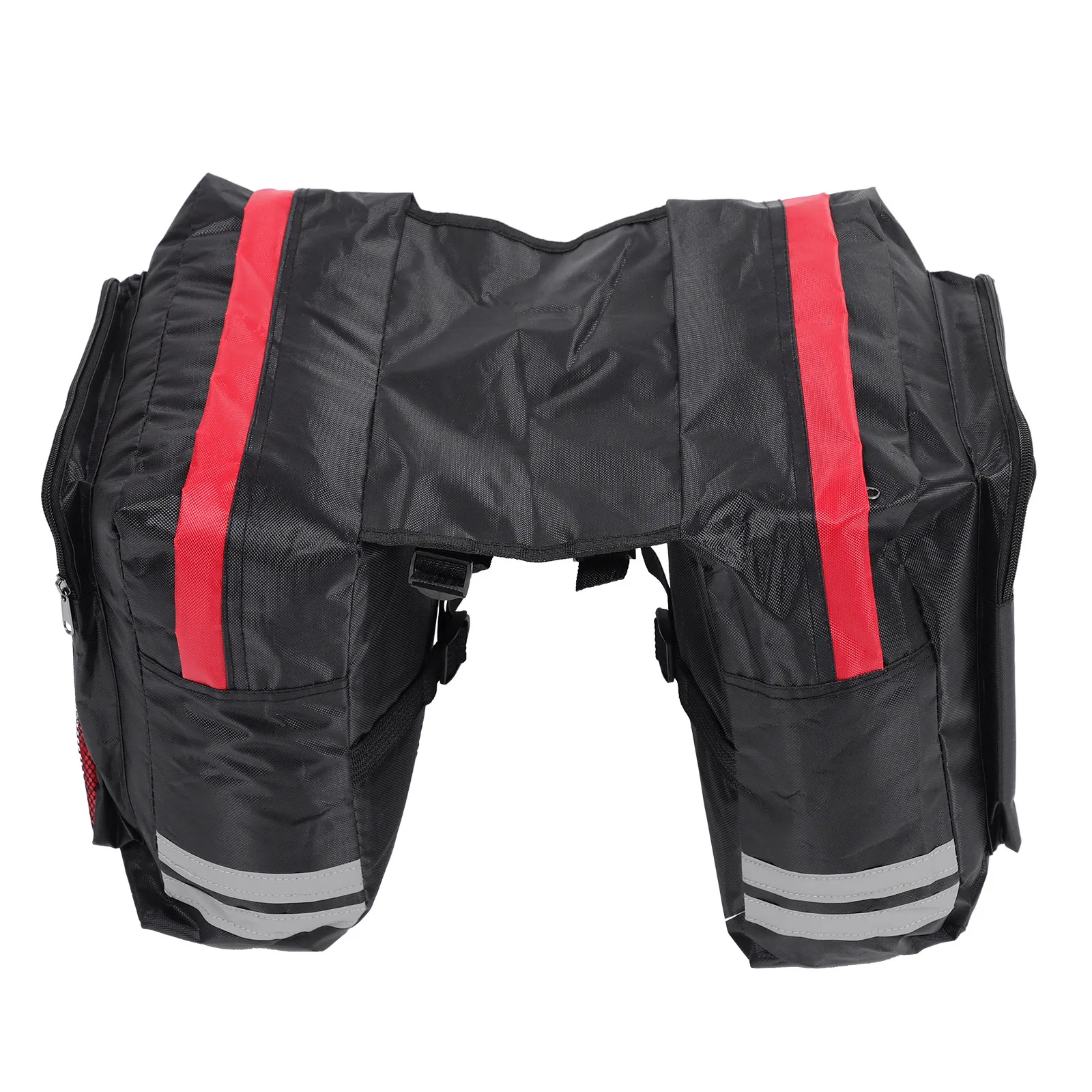 

Bike Rear Rack Bag Large Capacity Dual Compartment PVC Cycling Carry Pouch with Mesh Side Pockets for Road Bike Outdoor