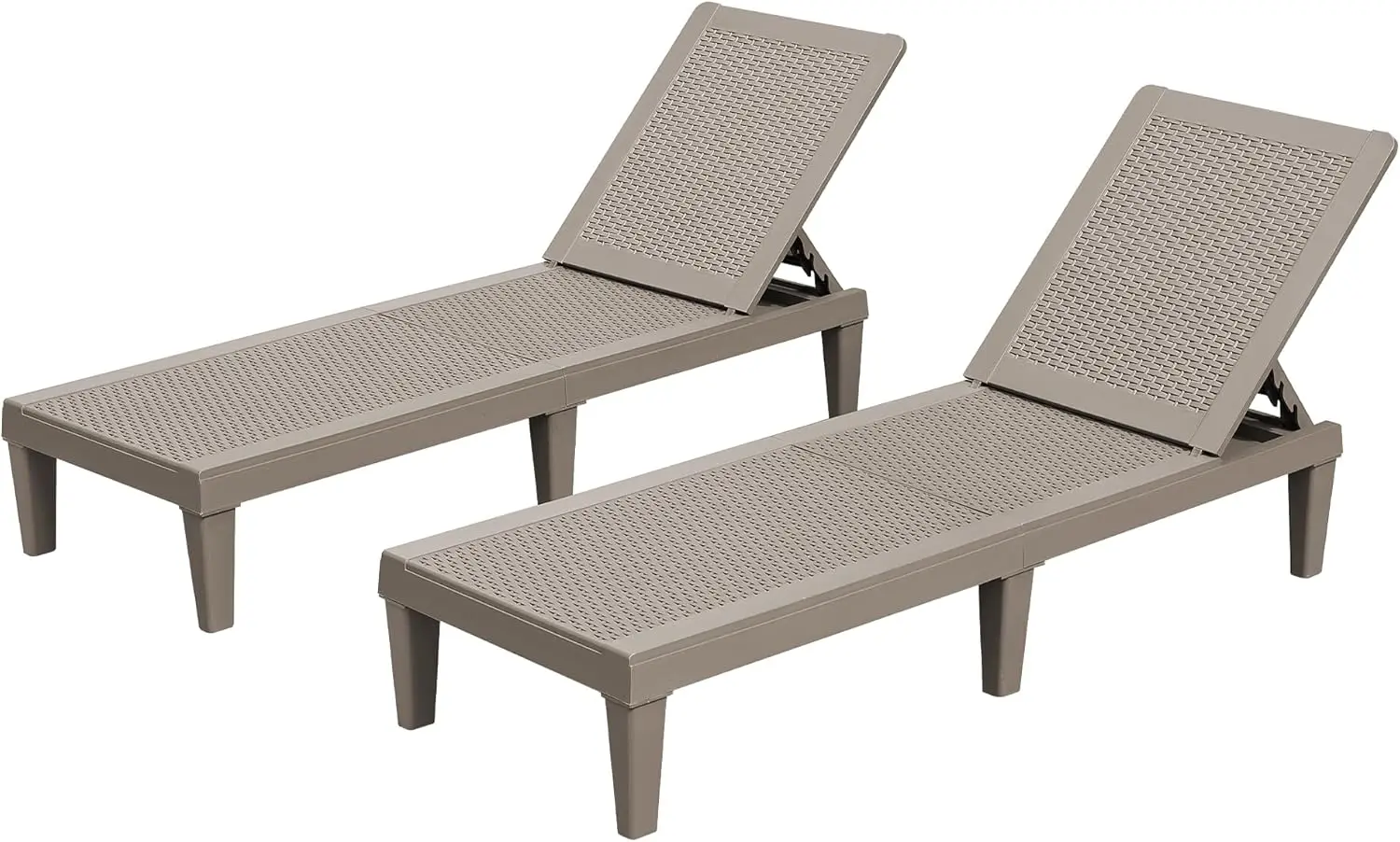 

Outdoor Lounge Chairs Set of 2, Quick Assembly & Waterproof Patio Chaise Lounge with Adjustable Backrest for Poolside, Beach