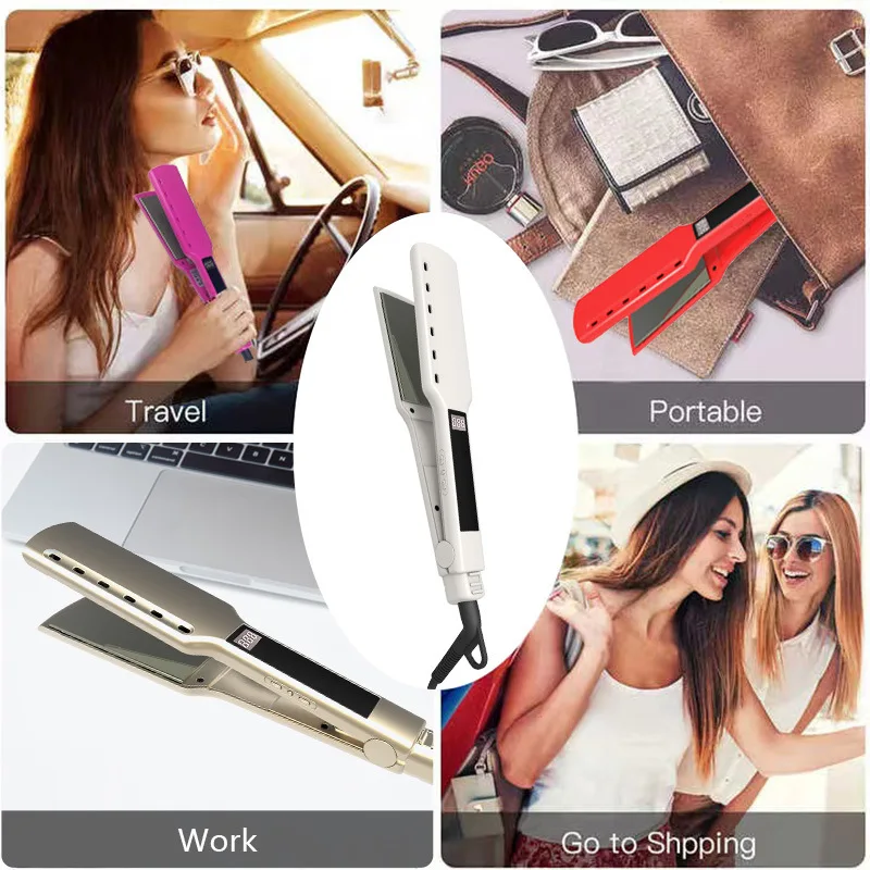 Home Hair Straightener with Temperature Control Plates and Curling Iron