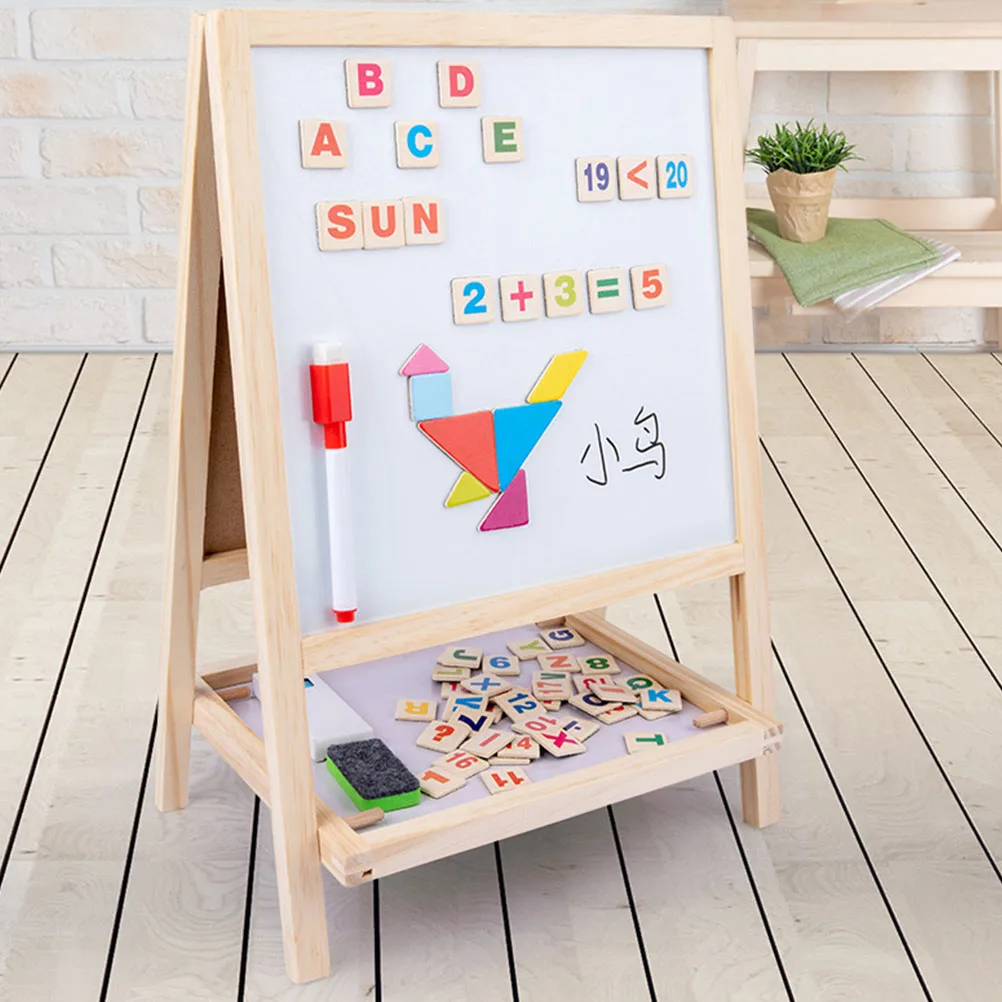 Wooden Blackboard Easel Multi Function Drawing Board Educational Writing Children Painting Double Side Creative Writing Surface