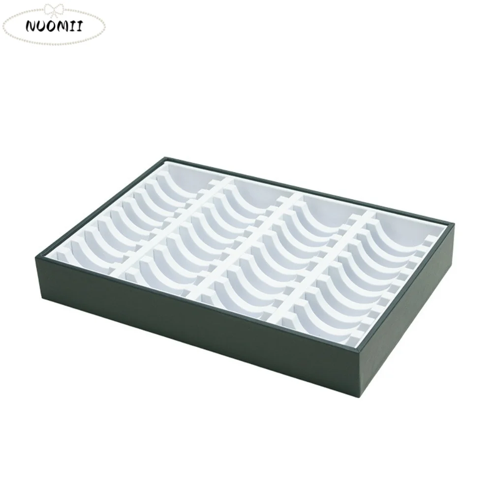 10/40 Slots Bracelet Storage Tray No Lid PU Leather Jewelry Organizer Flat Bottom Detachable Bracelet Display Plate Tabletop