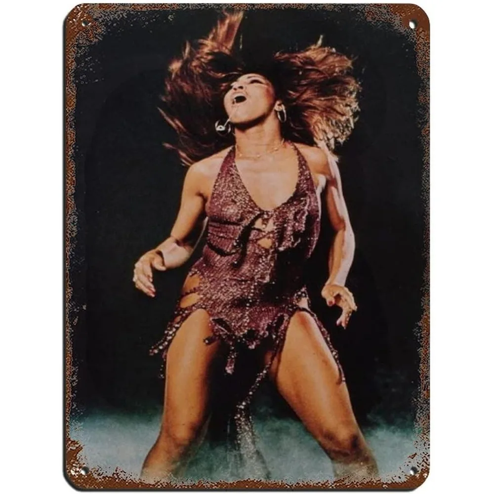 Vintage Tina Turner Metal Wall Art Sign - Retro  Iron Home Bar Cafe Decor, Durable Pre-Drilled Holes for Easy Hanging, No Electr