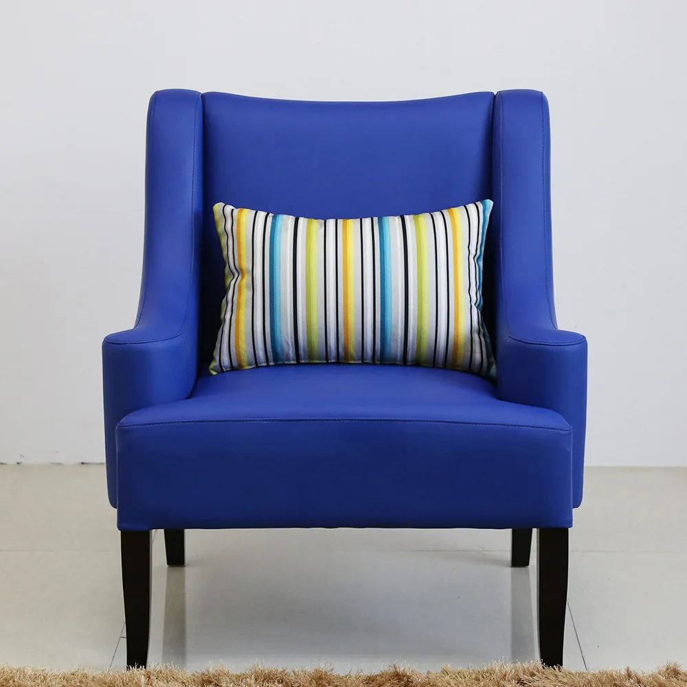 Nordic Hotel Sofa Chair Backrest Armrest Leather Wooden Foot Sofa Chair Hotel Apartment Bedroom Sofa Color Optional