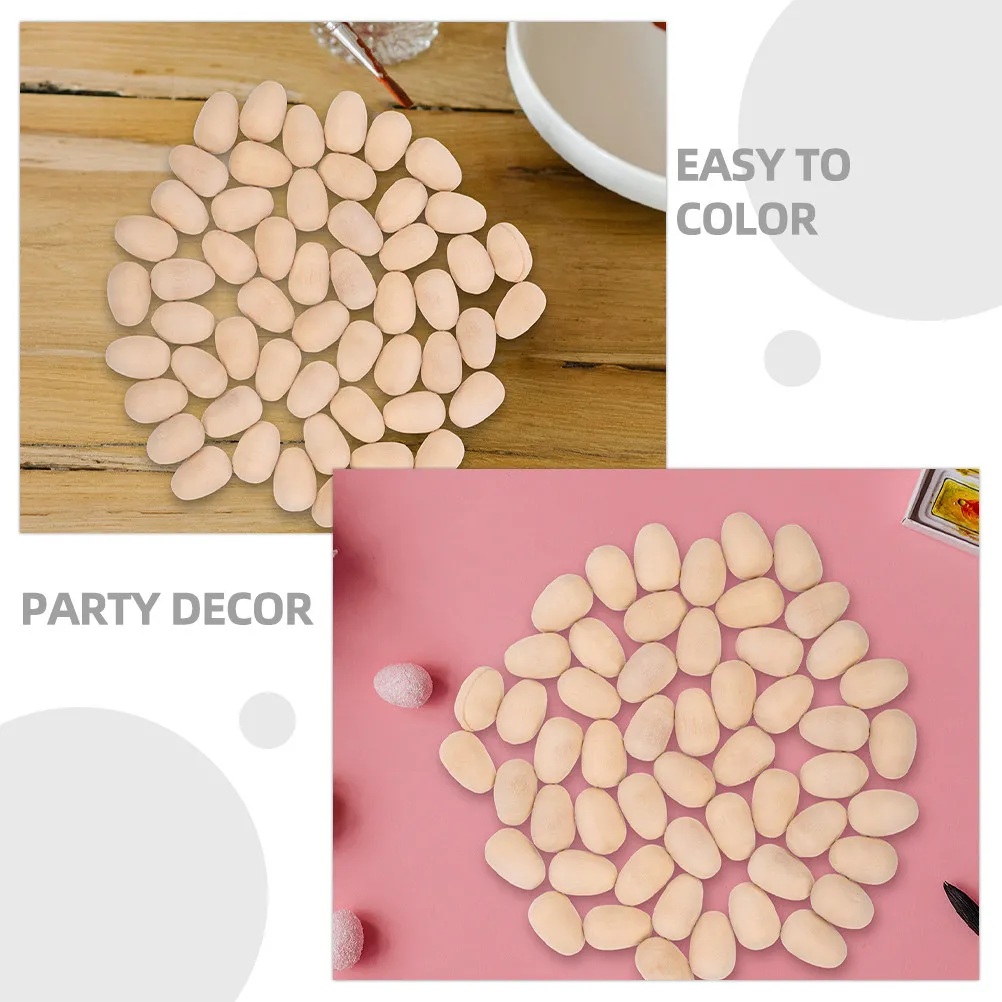 

150 шт. деревянных имитационных яиц, неокрашенные, с гладкой поверхностью, легкие, безопасные для поделок, декораций на Пасху и праздничных мероприятий