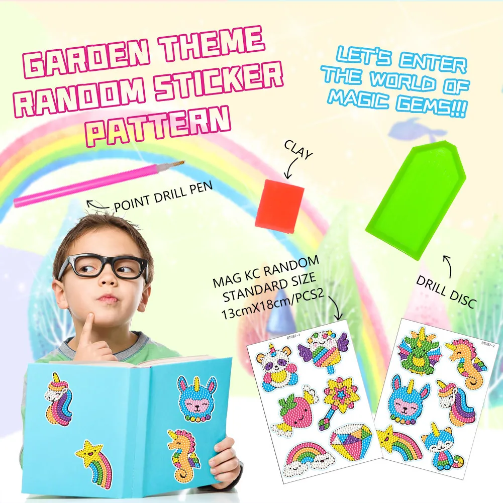 5D Children\'s Painting Sticker Set - Handmade DIY Diamond Paintings - Decorative Gifts for 12-year-old Children