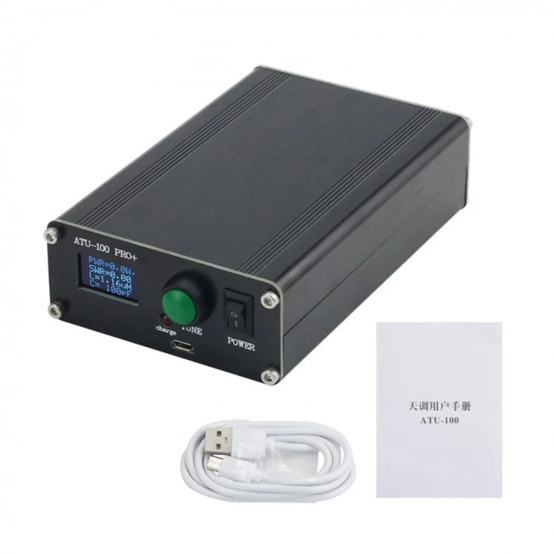 

ATU-100 Pro+ Automatic Antenna Tuner 100W 1.8-55MHz 0.96Inch OLED Display Assembled with Metal Case Rechargable Battery