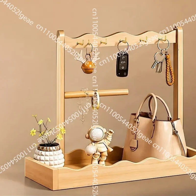 Key Storage Entrance Ornament Rack Solid Wood Hanger Table