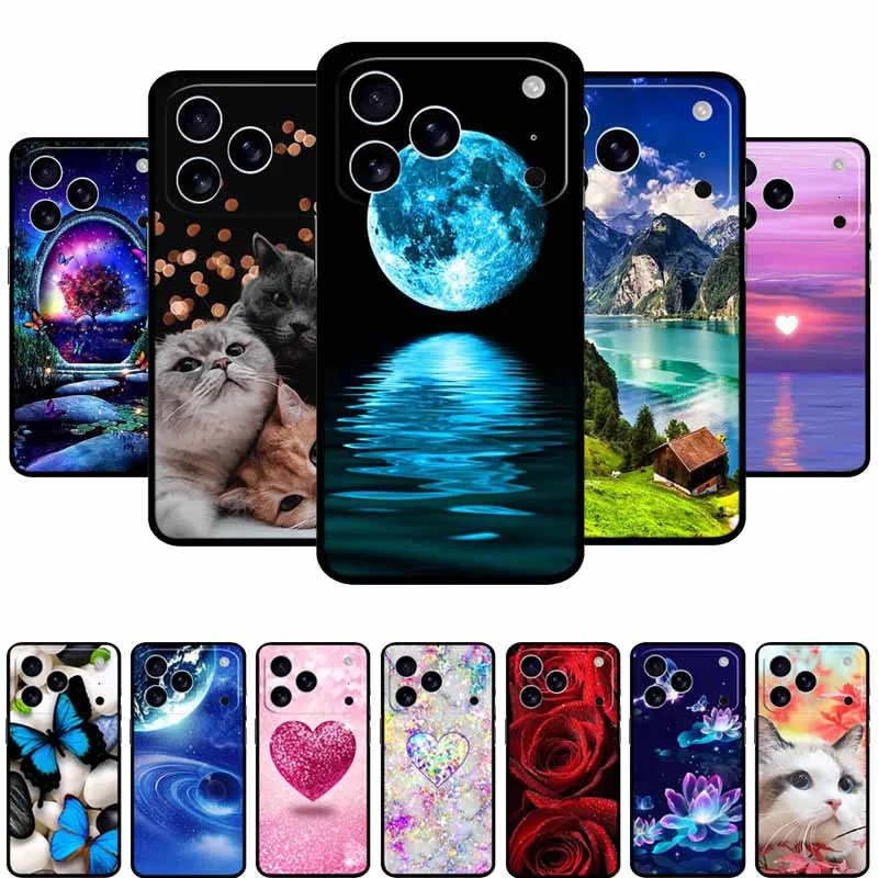 Casing HP iPhone 17 Pro 5G, 17Pro 6.3" Hitam Silikon Lembut, Casing Belakang untuk iPhone 17 Pro Max 5G 6.9" Fundas Shells