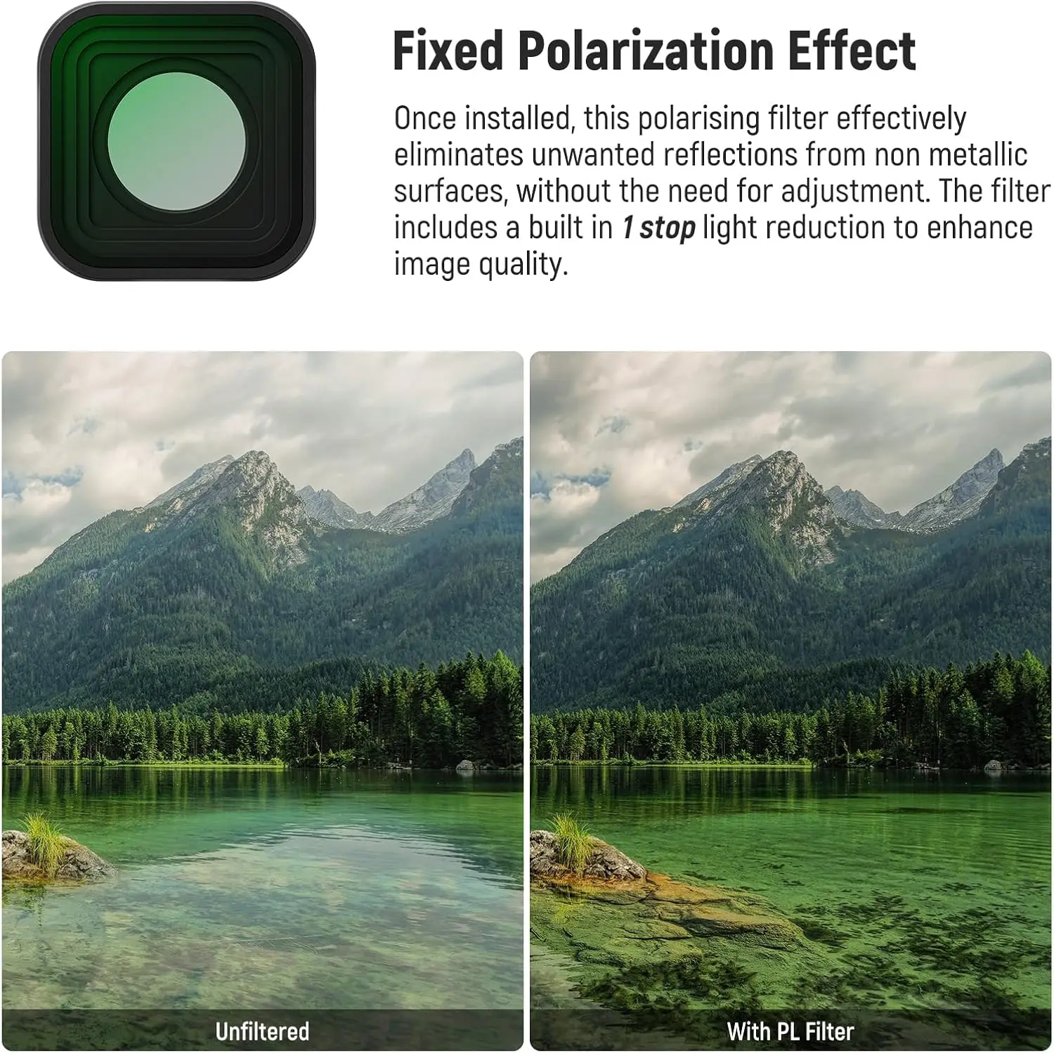 NEEWER CPL Filter Compatible with GoPro Hero 9/10/11/12, Polarizing Filters, Action Camera Accessories, Enhances Colors