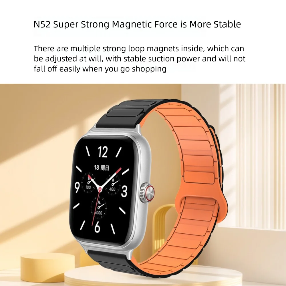 22 mm magnetisches Armband für Vivo Watch3/Watch3 GT/IQOO Armor Style, Schnellverschluss, hautfreundliches, weiches Silikon-Smartwatch-Armband