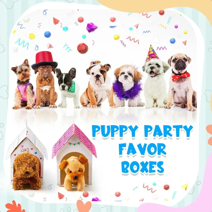 24 pezzi Scatole per bomboniere per cani Scatole regalo per dolcetti a forma di casa per cani con fori Festa per il ritorno a scuola pieghevole con manico per cucciolo