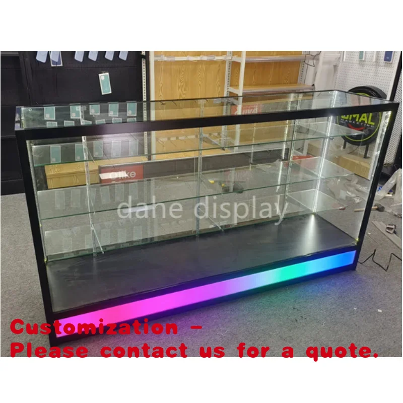 

Customize.New Product Show Displays with Colorful Led Lights Smoke Shop Glass Display Showcase Tobacco Cab