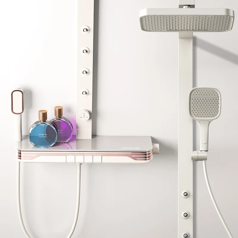 Multi Functional Household Showerhead Set Digital Display Wall-mounted Shower Trim System Convenient Durable Bathroom Fixture