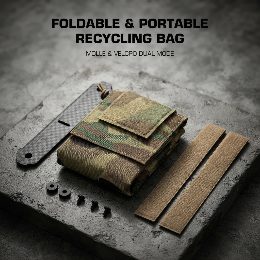 Tactical Recycling Bag MOLLE Dual-Mode Folding Storage Pouch Portable Airsoft Gear Large Capacity Military Waist Dump Bag
