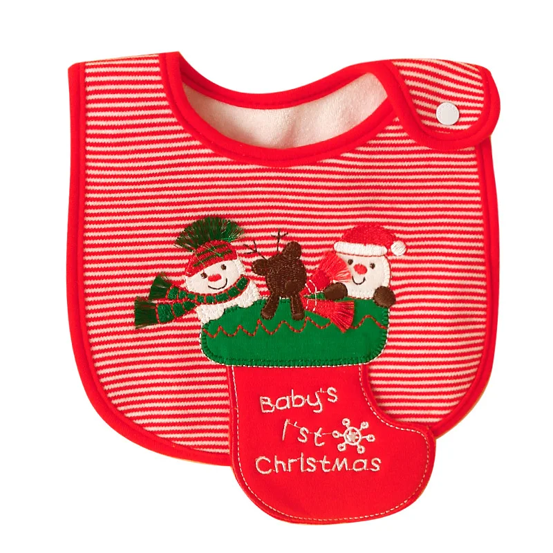 Christmas Style Baby Bibs Round Neck Waterproof Burp Cloths Santa Elk Christmas Tree Pattern Infant Saliva Towel Xmas Kids Gift