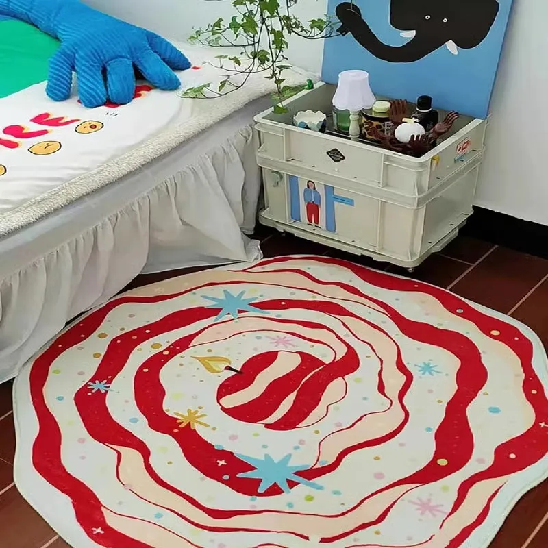 

VIKAMA Ins Apple Peel Carpet, Bedroom Bedside Plush Girl Floor Mat, Computer Chair, Soundproof Cute Carpet Mat, Home Decoration