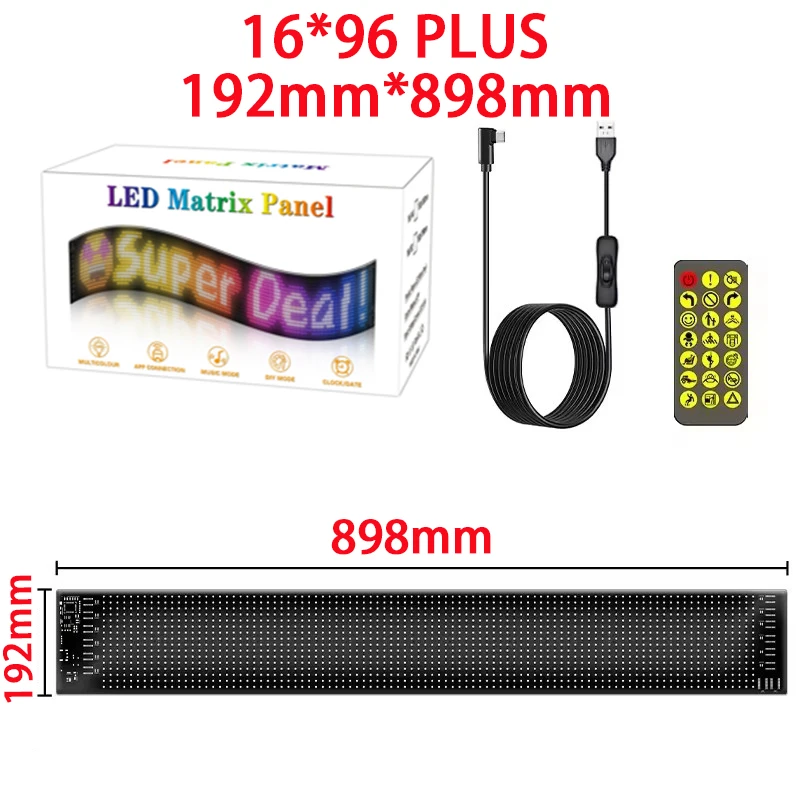 192*898mm LED Matrix Pixel Panel Light，Bluetooth App Control，Scrolling Advertising LED Car Sign Animation，Programmable For Truck
