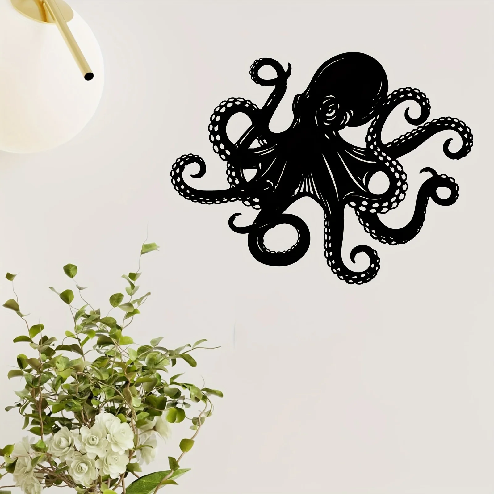 1 pièce Décoration murale en métal Pieuvre Mystique, Sculpture murale résistante aux intempéries, Thème Vie marine, pour Patio, Jardin, Clôture