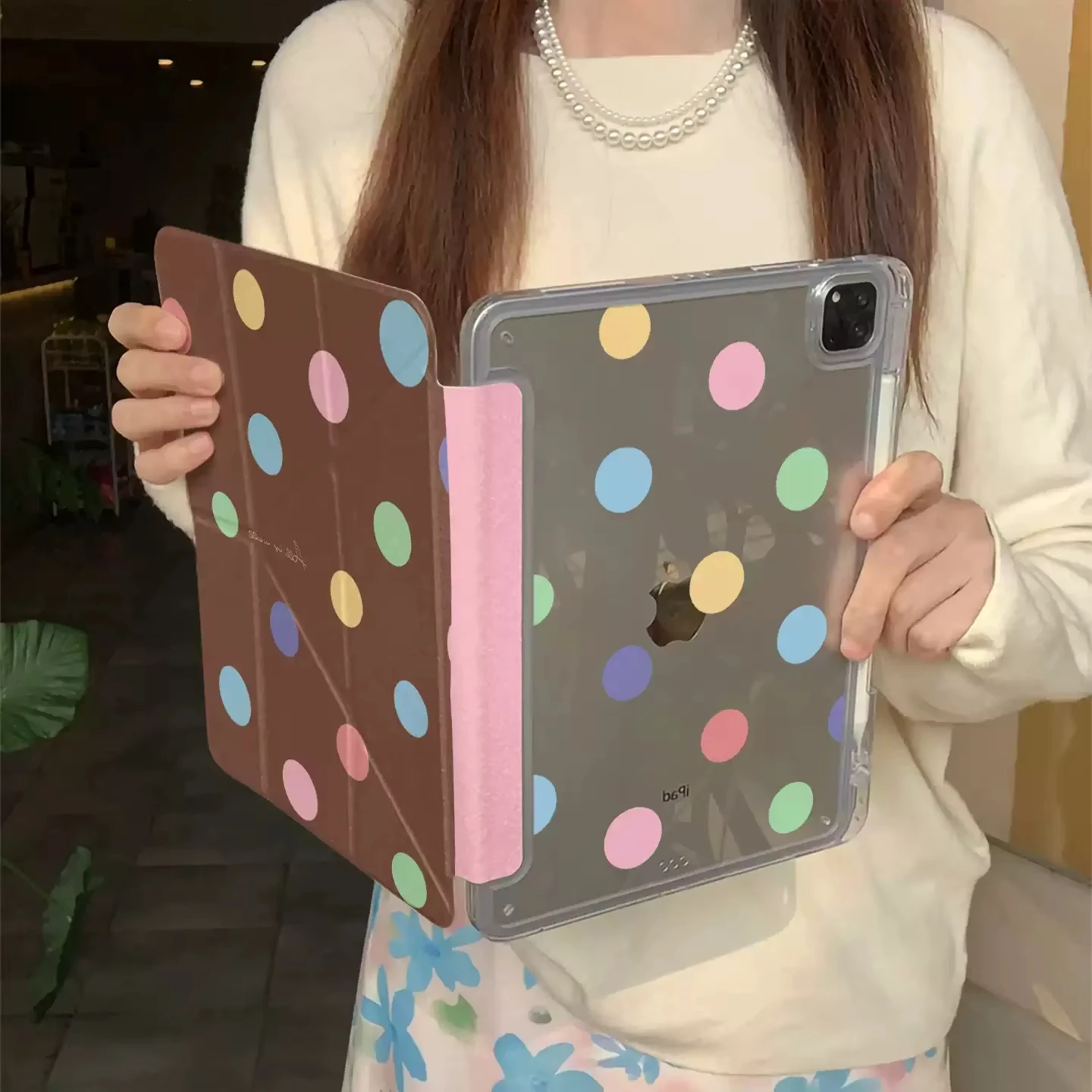 Colorful Polka Dots Tablet Case For iPad Pro 11 12.9 13 M2 M4 M3 M5 Shell 8.3 9.7 10.2 5/6/7/8/9/10/11th Air 3 4 5 6 7 Cover