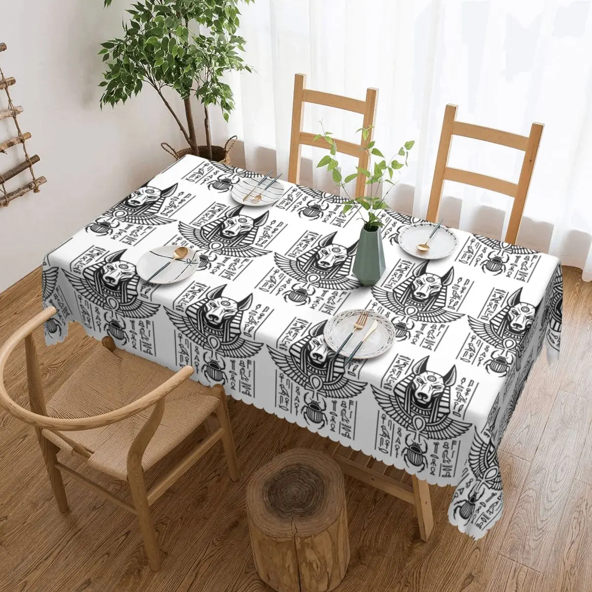 Egyptian Deities God Egypt Pharaoh Custom Rectangular Tablecloth Oilproof Table Cover for Dining Events Table Cloth