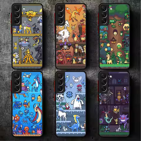 Case For Samsung Galaxy S24 S23 S22 Ultra S20 S21 FE S10 Plus Note 20 10 Lite 9 Matte Funda Phone Cover Pokemon Pixel Art Shell