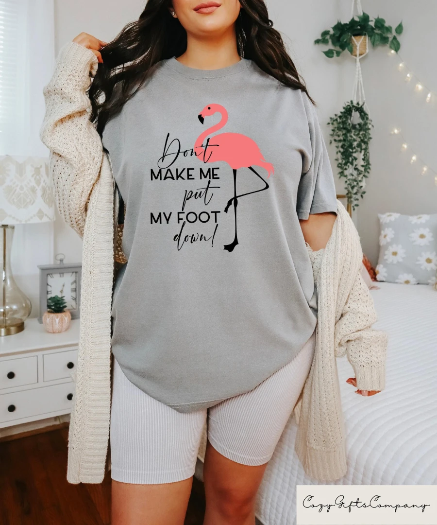 Funny Flamingo T-shirt, Don't Make Me Put My Foot Down Flamingo Shirt, Sarcastic Women Sweatshirt, Flamingo Lover Gift, Cute