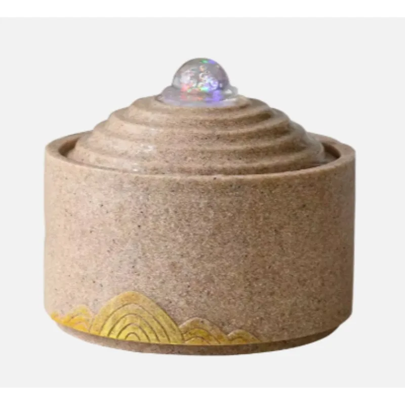 Tabletop Waterfall Fountain With LED Light And Recirculating Pump For Housewarming Opening Gift Office Desk Decor