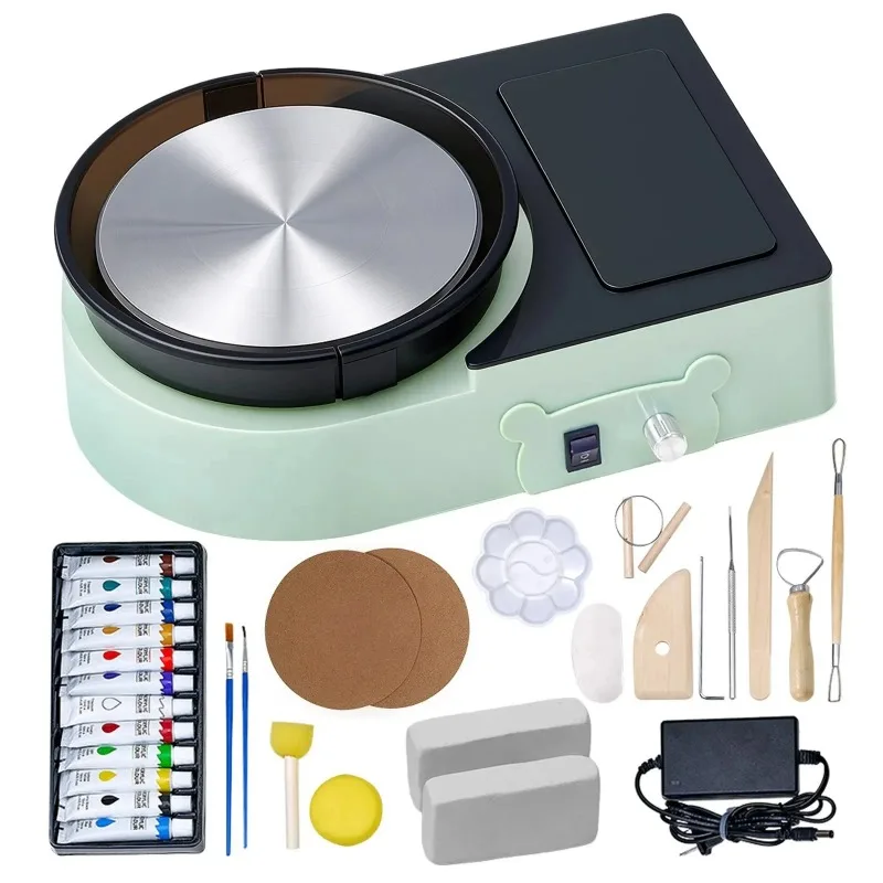 Mini Pottery Wheel 30W, 6 Inch Turntable, Forward and Reverse Rotation, Adjustable Speed 15cm Electric Clay Wheel for DIY