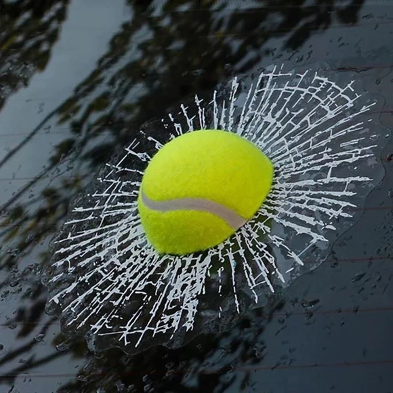 3D Tennis Prank Tricky Broken Glass Sticker Car Window Ball Hits Self Adhesive Funny Car