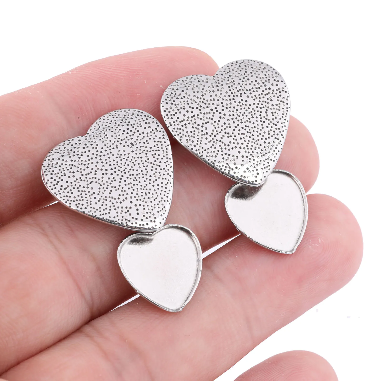 10pcs Fit 12mm Heart Cabochon Earring Base Setting Blanks Diy Stud Earring Posts Findings For Jewelry Making Supplies