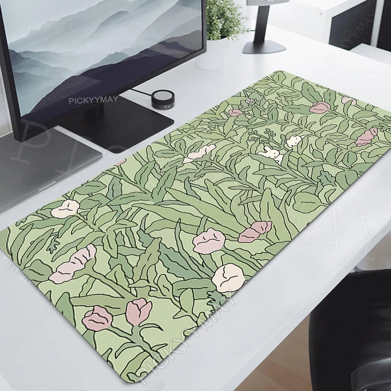 Tapis de souris vert mignon Kawaii, tapis de table de bureau, ordinateur, sous-société, grand tapis de bureau, grand joueur, Moudescriptif, polymères de souris, 100x50cm