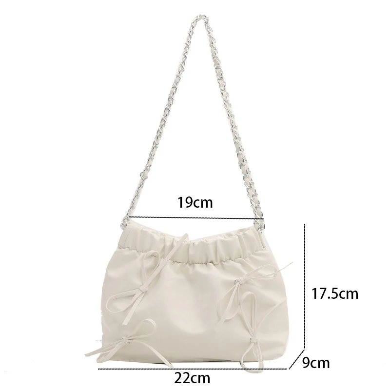 New Minimalist And Trendy Casual Texture Bow Knot Bucket Chain Trendy Shoulder Bag